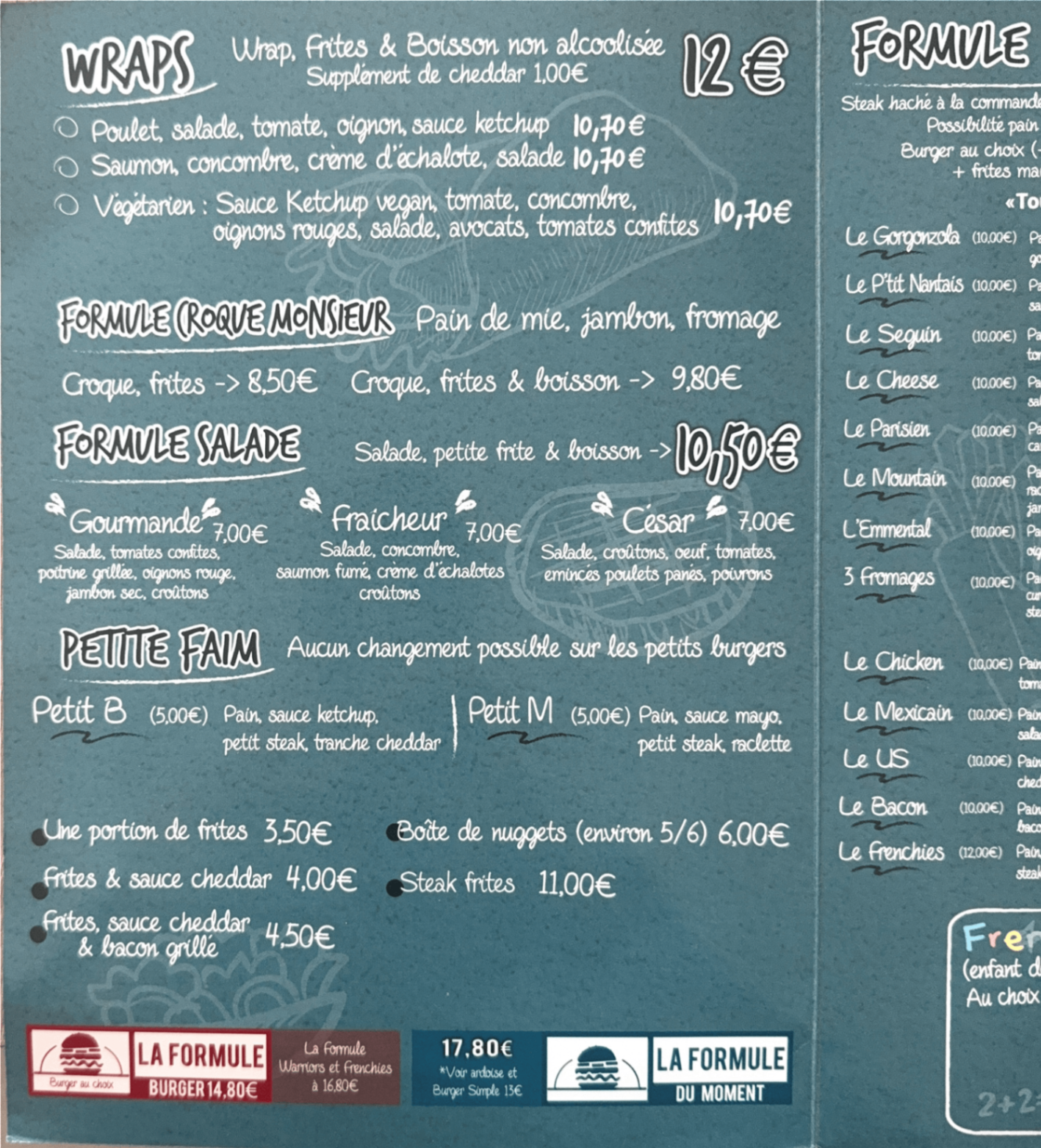 Ardoise wraps et salades French Is Burger